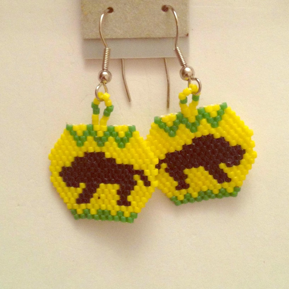 Buffalo beadwork earrings handmade in Appalachia